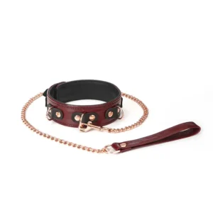 Wine Red - Halsband mit 3 D-Ringen