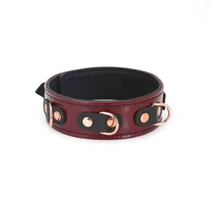 Wine Red - Halsband mit 3 D-Ringen